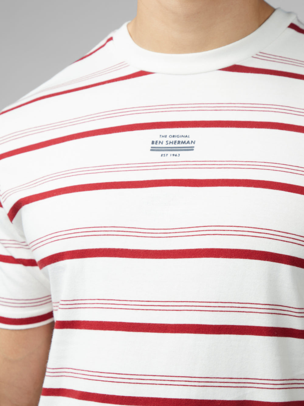 Camiseta Ben Sherman Signature Fine Stripe Blancos | 9234TAXUZ