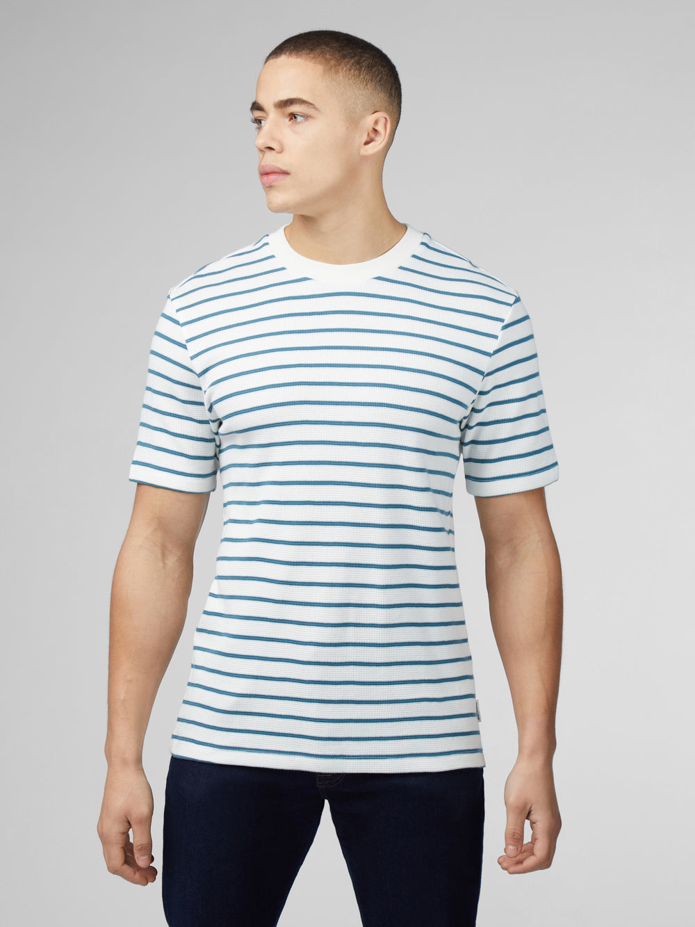 Camiseta Ben Sherman Signature Waffle Stripe Blancos | 8231JNOSQ