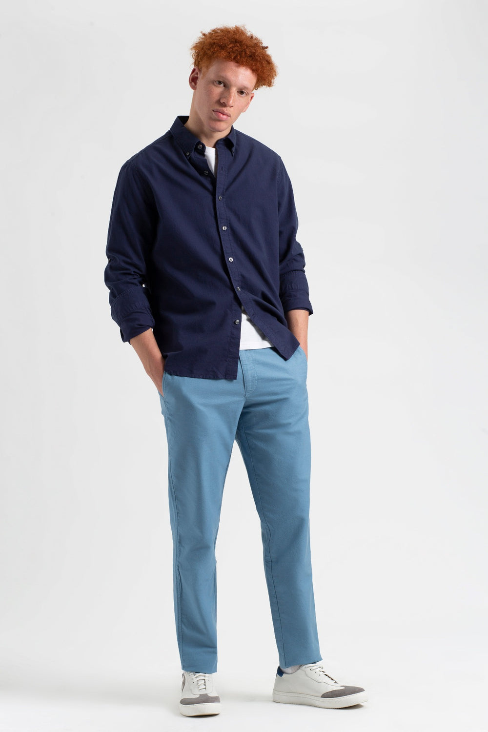 Pantalon Ben Sherman Beatnik Oxford Slim Taper Garment Dye Chino Azules | 8710VSYWJ