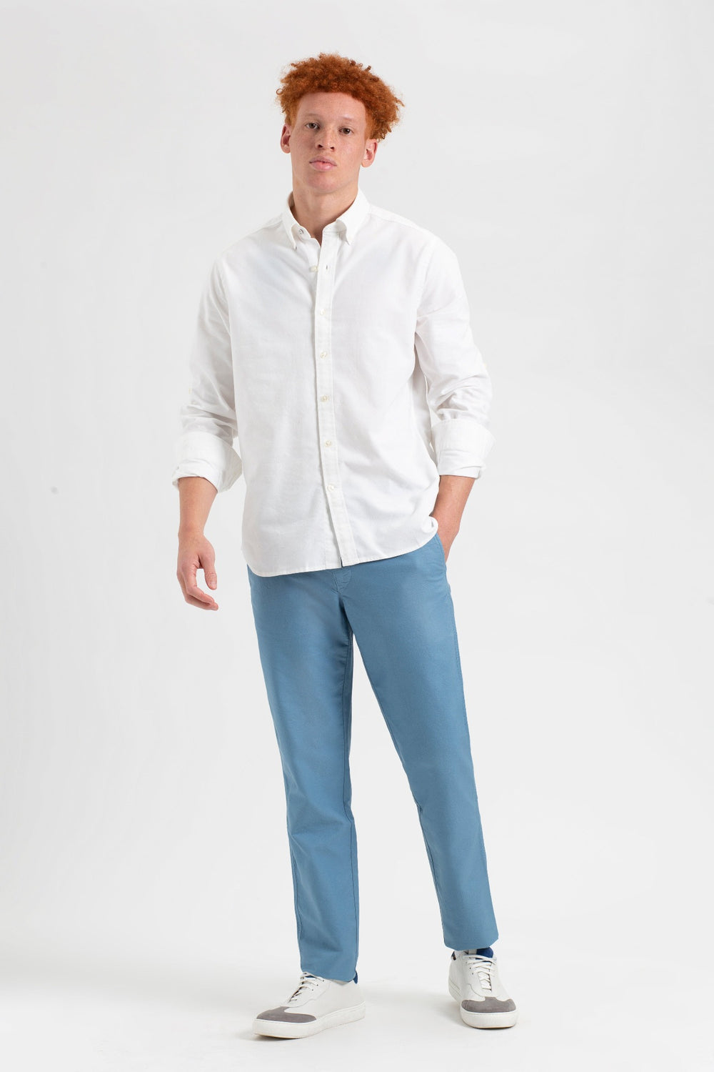 Pantalon Ben Sherman Beatnik Oxford Slim Taper Garment Dye Chino Azules | 8710VSYWJ