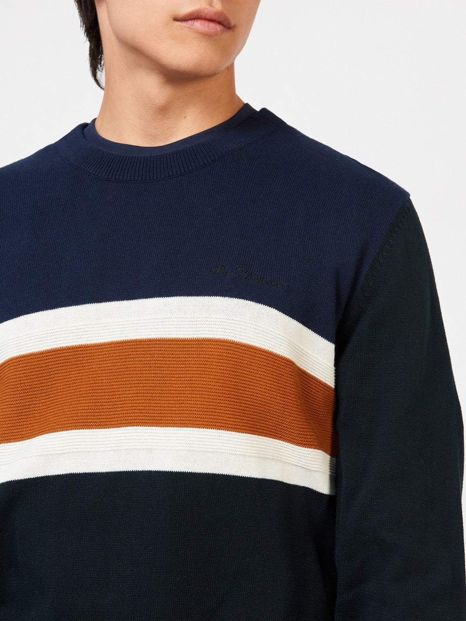 Prendas De Punto Ben Sherman Chest Stripe Crewneck Negros | 6953FGRHE