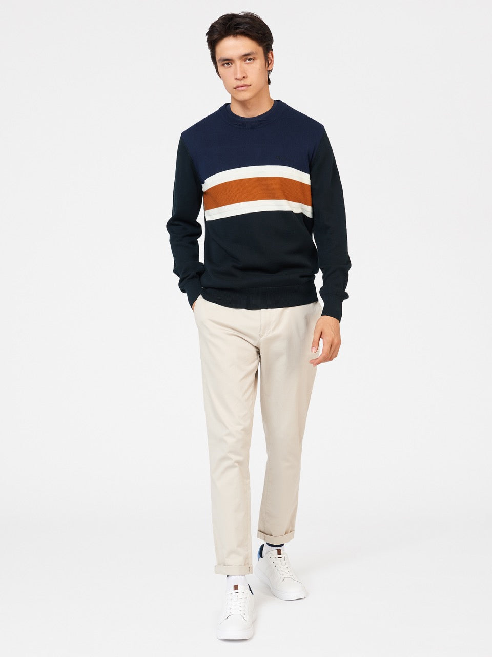 Prendas De Punto Ben Sherman Chest Stripe Crewneck Negros | 6953FGRHE