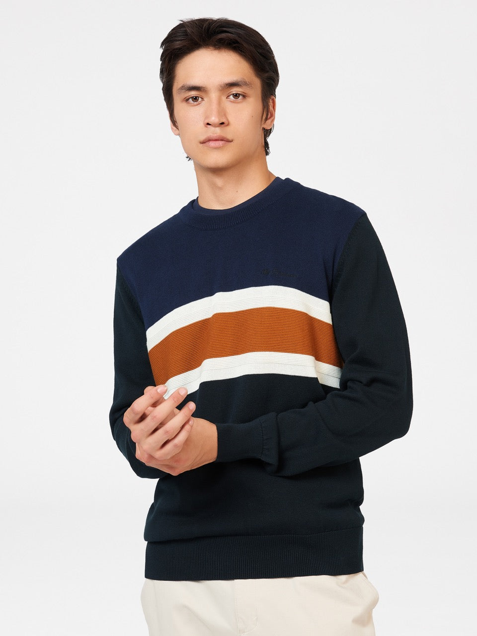 Prendas De Punto Ben Sherman Chest Stripe Crewneck Negros | 6953FGRHE