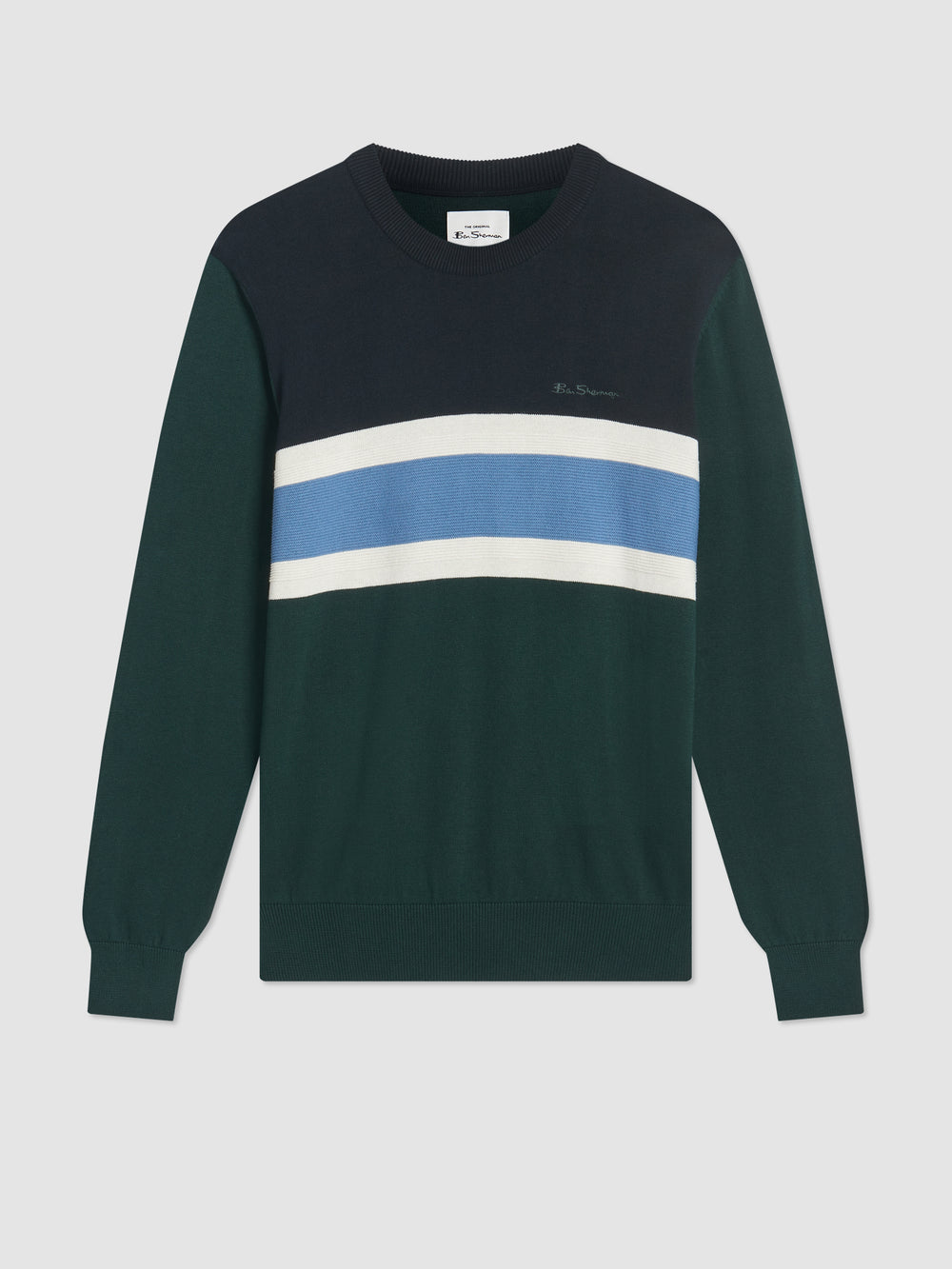 Prendas De Punto Ben Sherman Chest Stripe Crewneck Verdes Oscuro | 2159HJMKR