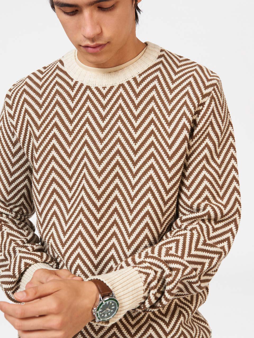 Prendas De Punto Ben Sherman Chevron Jacquard Crewneck Blancos | 4583GLYBK