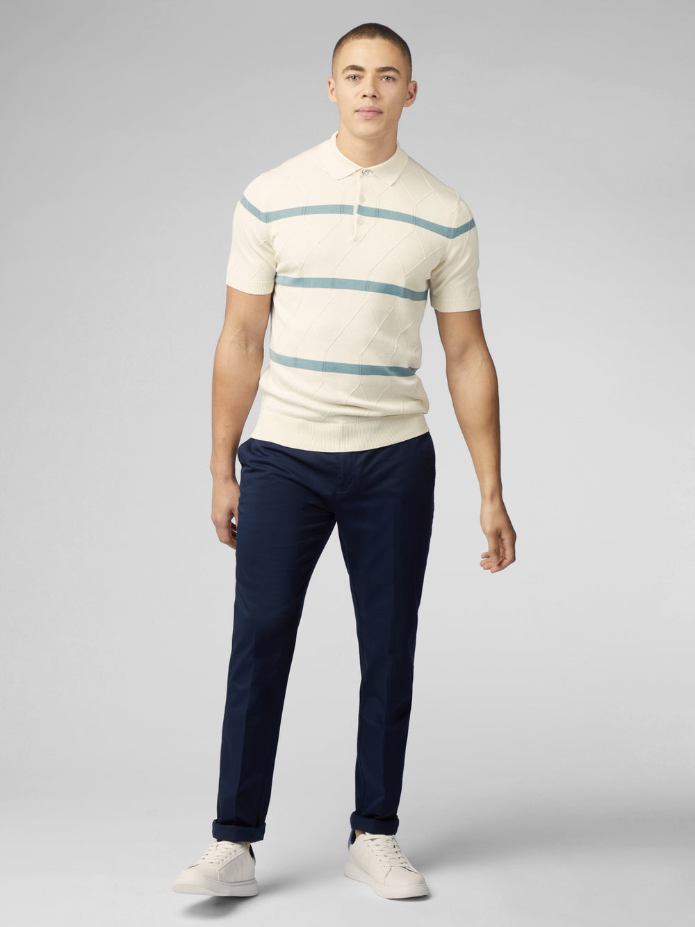 Prendas De Punto Ben Sherman Signature Argyle Stripe Polo Blancos | 0821CHBRI