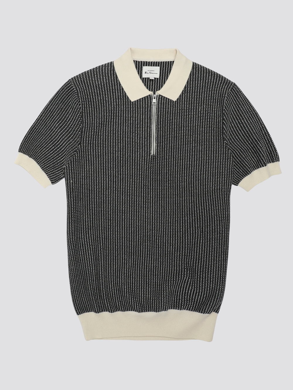 Prendas De Punto Ben Sherman Signature Bicolor Zip Neck Polo Blancos | 7845SGCAP