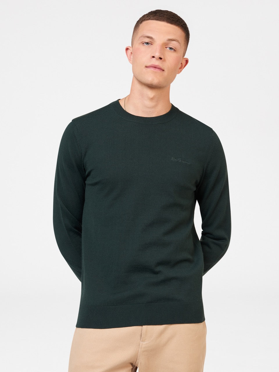 Prendas De Punto Ben Sherman Signature Merino Crewneck Verdes Oscuro | 4219ZTAUG