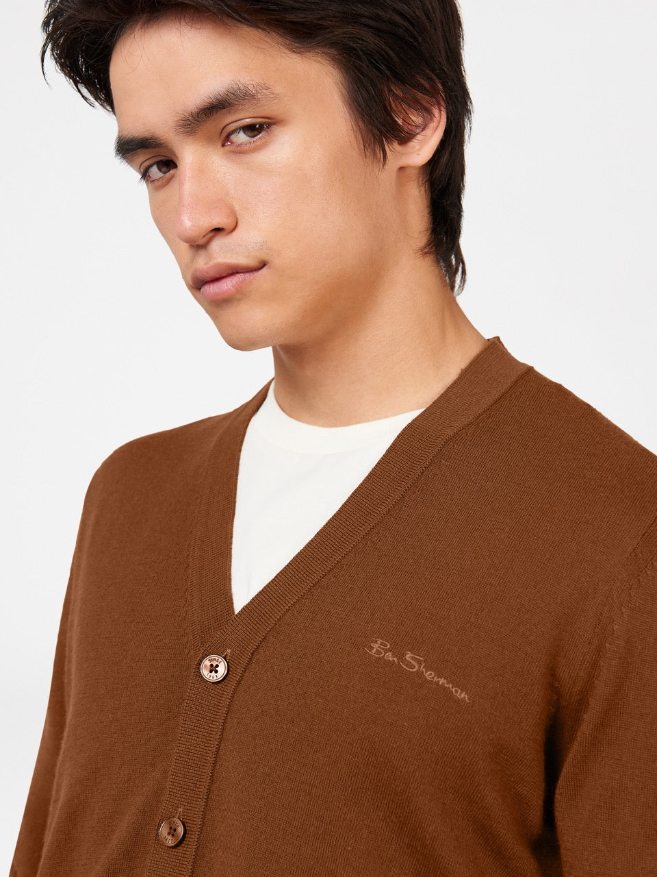 Prendas De Punto Ben Sherman Signature Merino Cardigan Marrom | 8345AWGBD