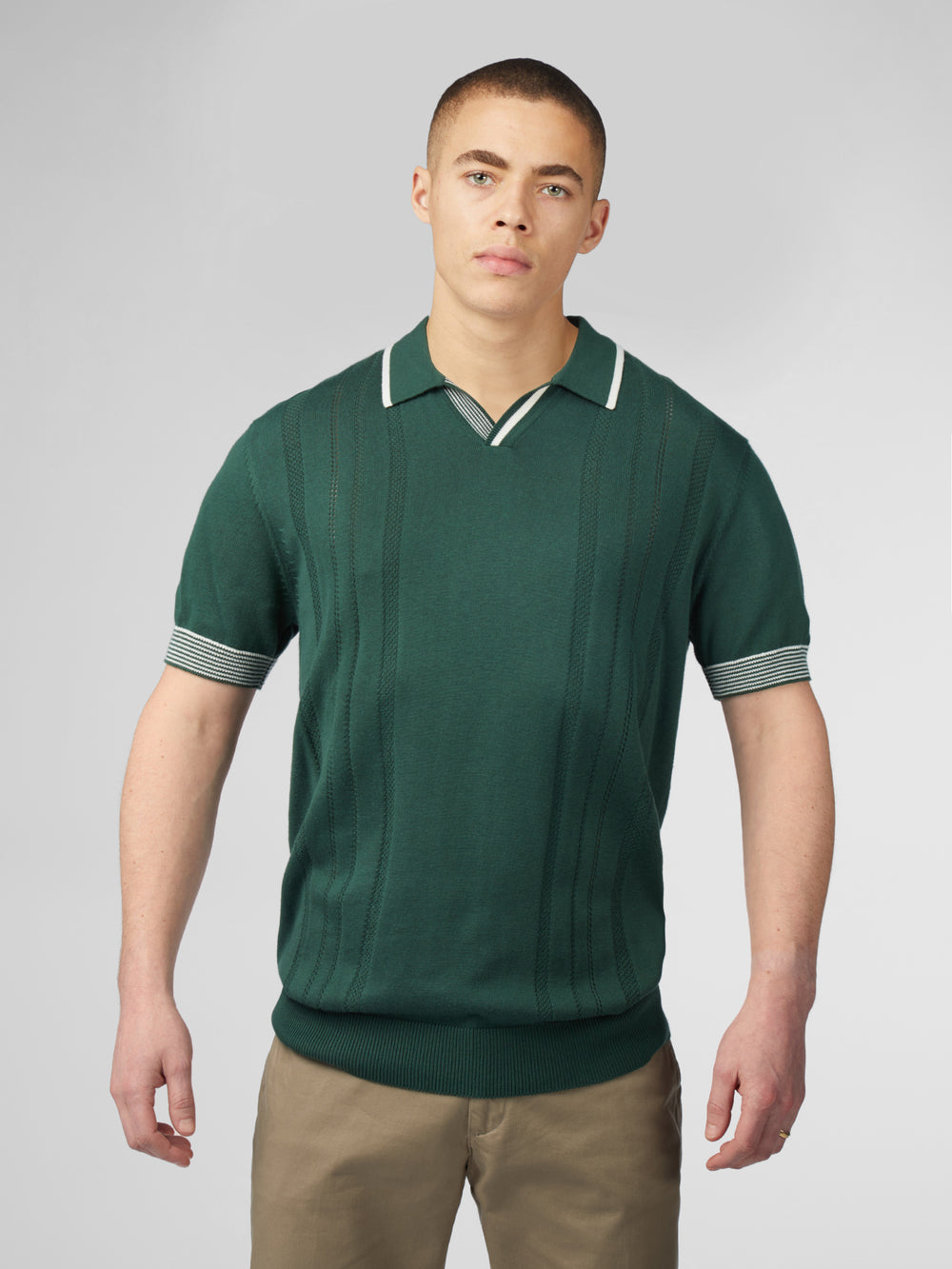 Prendas De Punto Ben Sherman Signature Open Neck Polo Verdes | 2645WSTAO