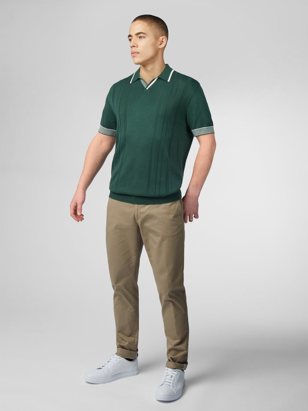 Prendas De Punto Ben Sherman Signature Open Neck Polo Verdes | 2645WSTAO