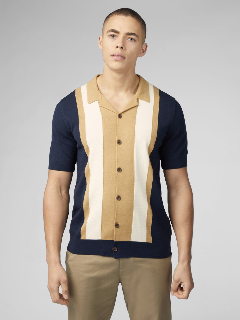 Prendas De Punto Ben Sherman Signature Resort Neck Button Through Polo Azul Marino | 2705UMPBQ