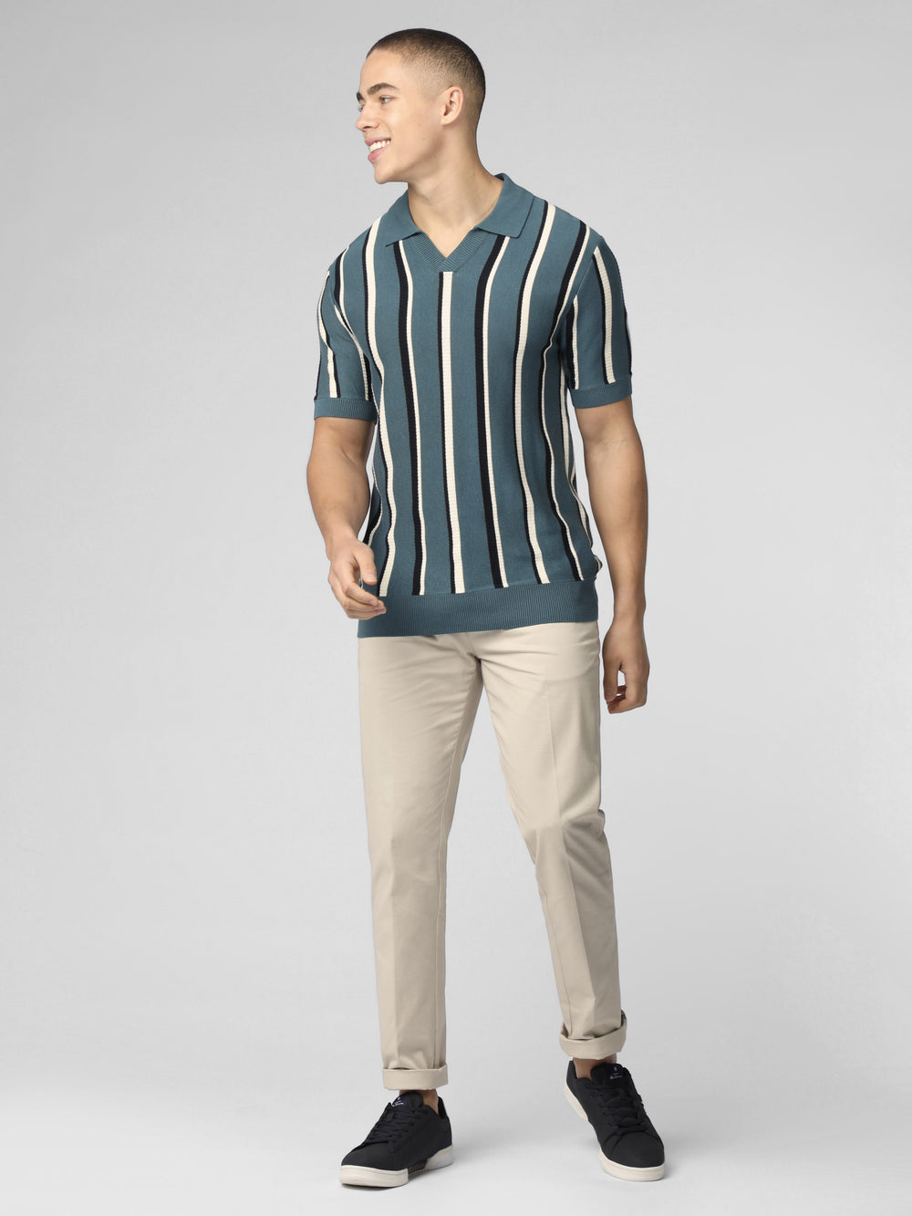 Prendas De Punto Ben Sherman Signature Vertical Stripe Open Neck Polo Turquesa | 3190KXWDI