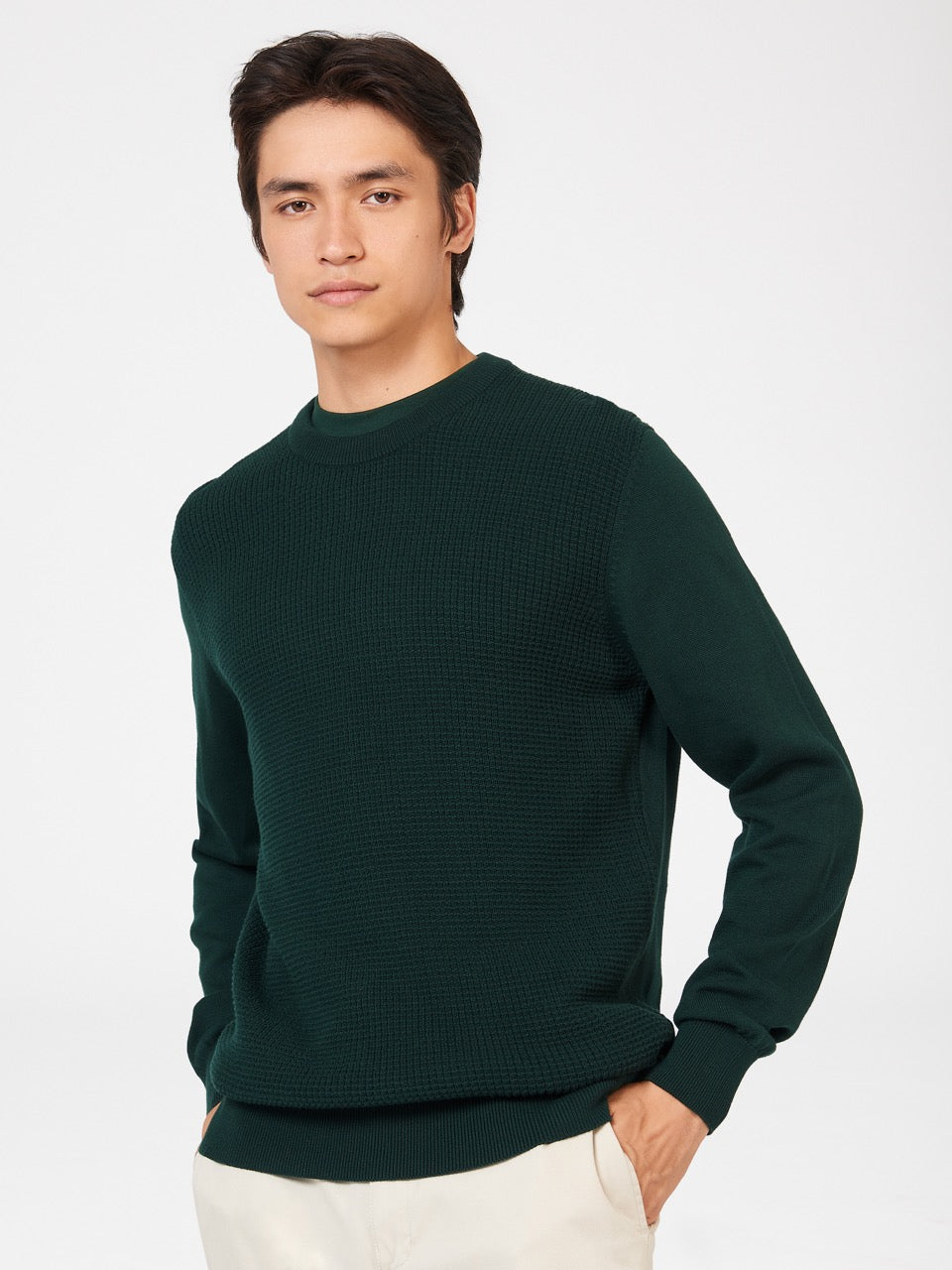 Prendas De Punto Ben Sherman Textured Crewneck Verdes Oscuro | 5807ITMRB