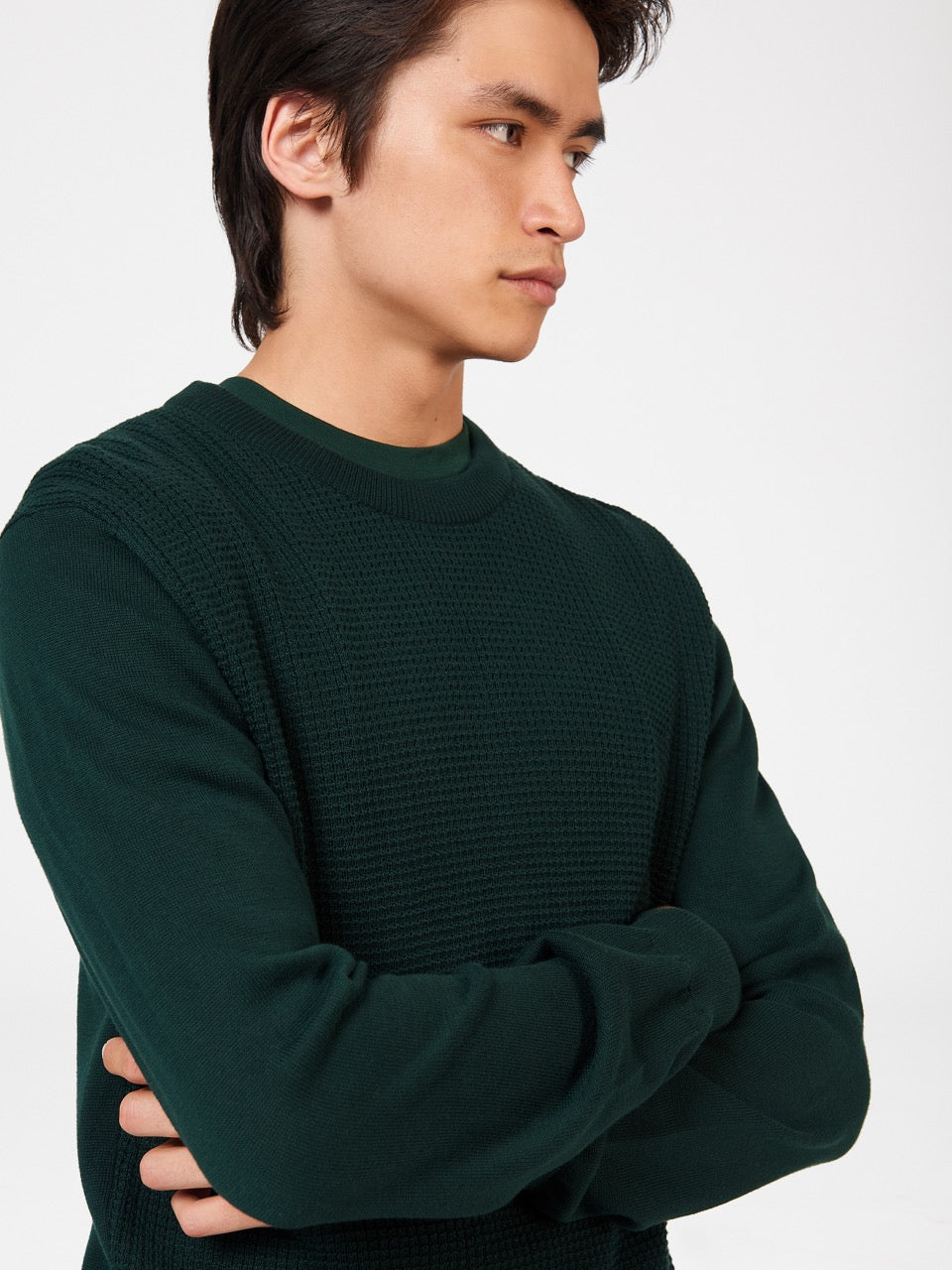 Prendas De Punto Ben Sherman Textured Crewneck Verdes Oscuro | 5807ITMRB