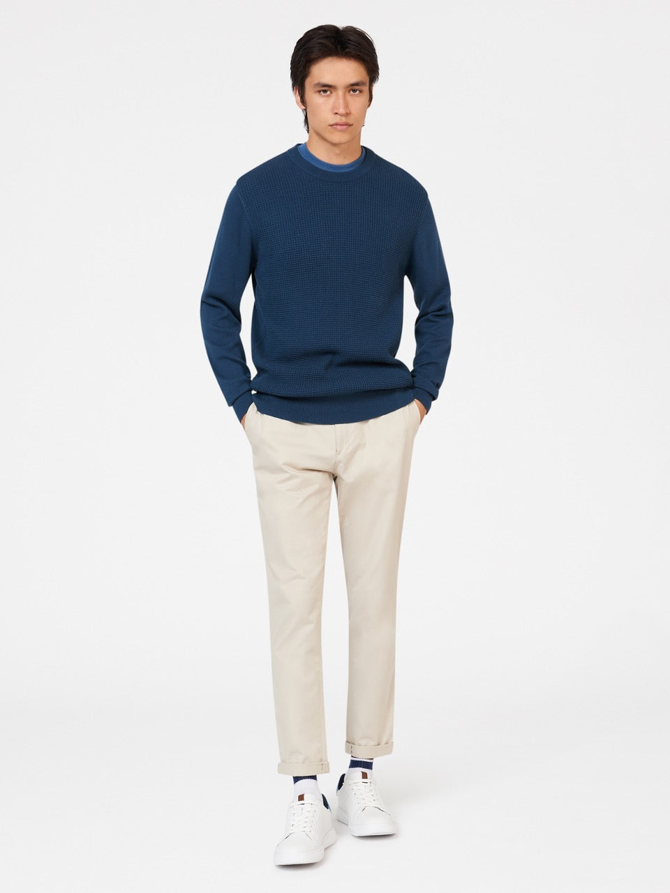 Prendas De Punto Ben Sherman Textured Crewneck Azules | 8539AFTVO