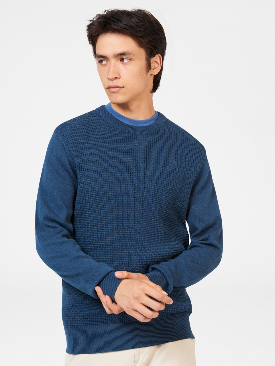 Prendas De Punto Ben Sherman Textured Crewneck Azules | 8539AFTVO