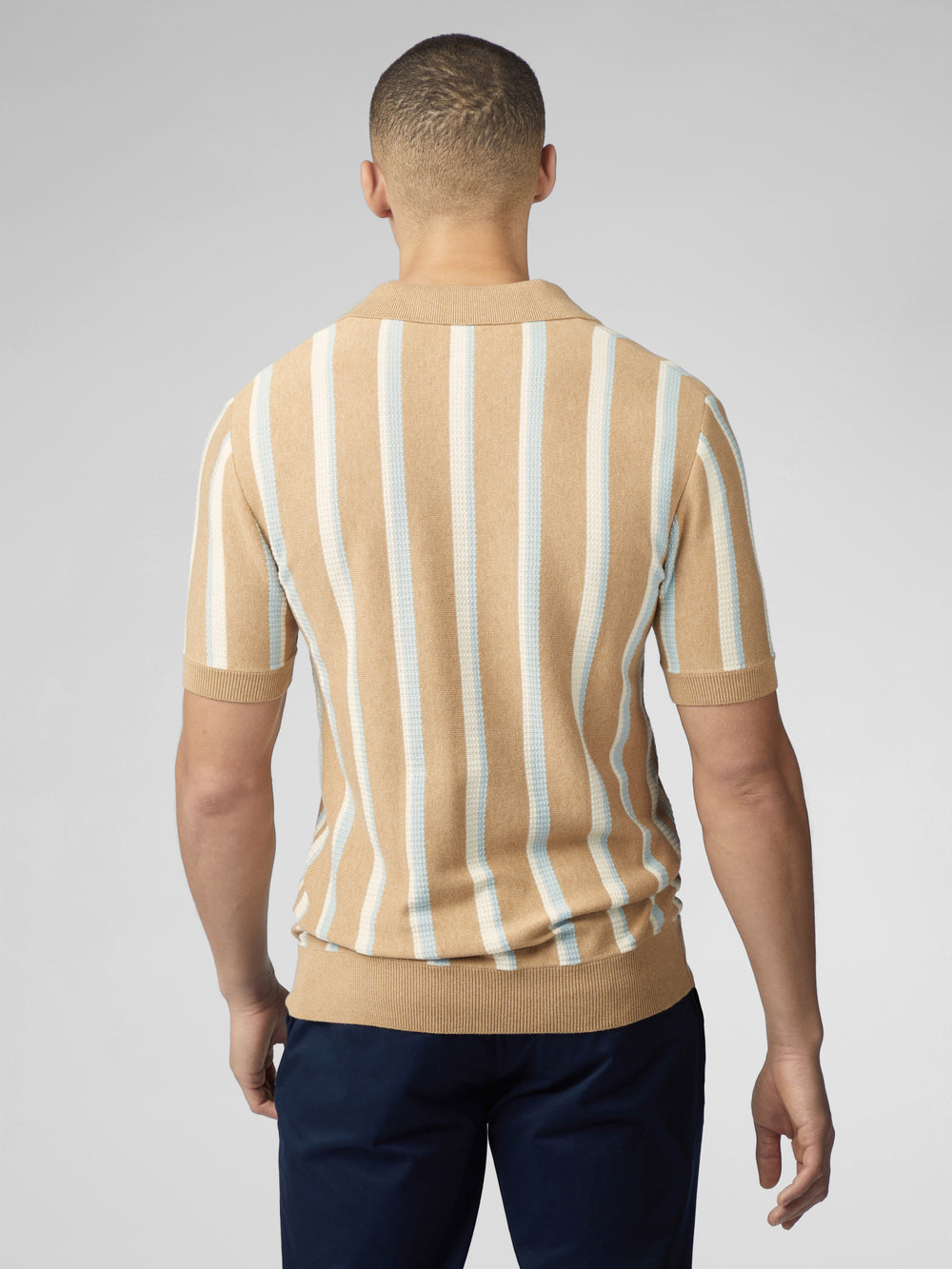 Prendas De Punto Ben Sherman Vertical Stripe Open Neck Polo Grises | 2153JCZTW