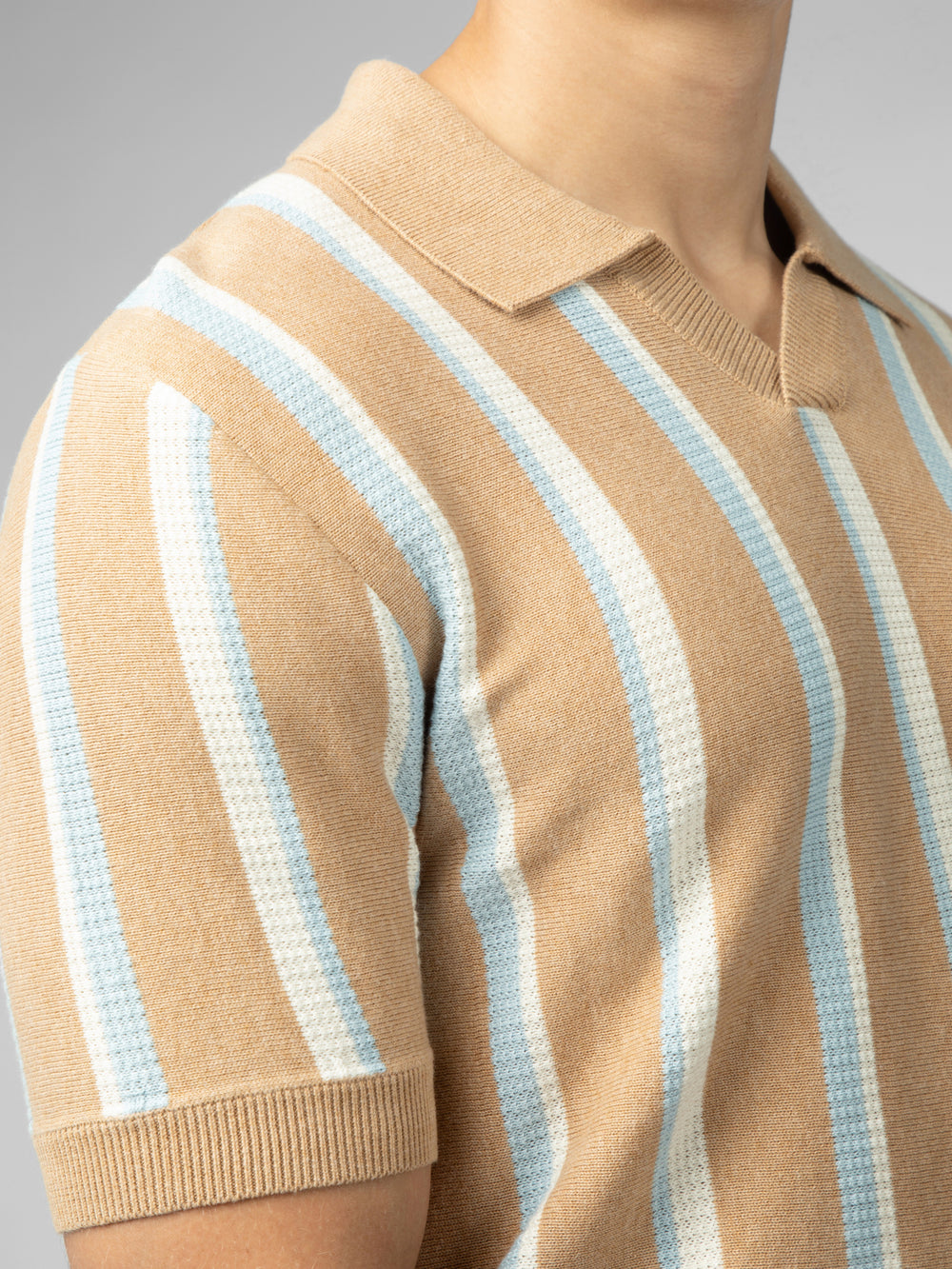 Prendas De Punto Ben Sherman Vertical Stripe Open Neck Polo Grises | 2153JCZTW