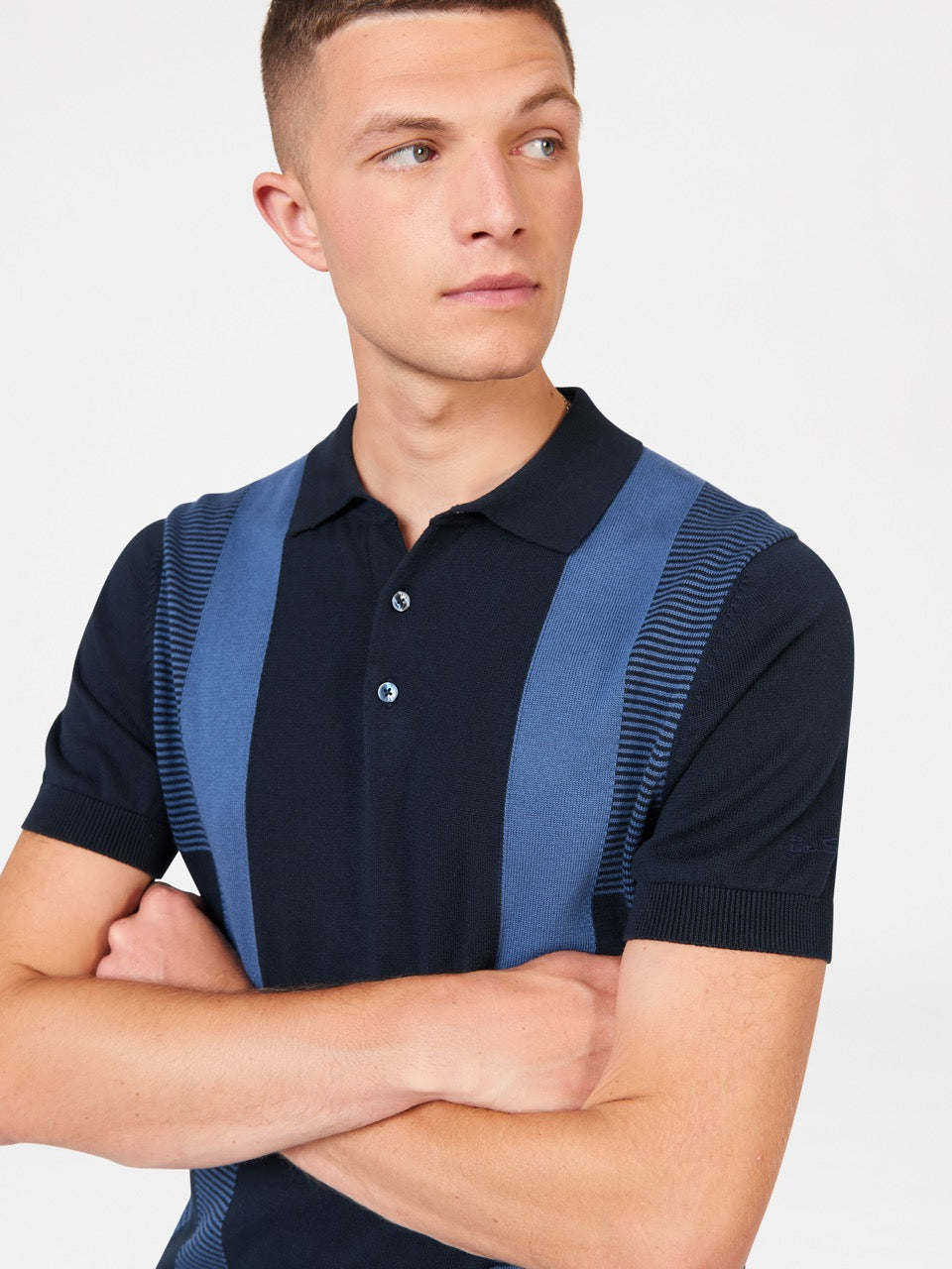 Suéteres De Cuello Polo Ben Sherman Intarsia Stripe Azul Marino | 6874PYHSF