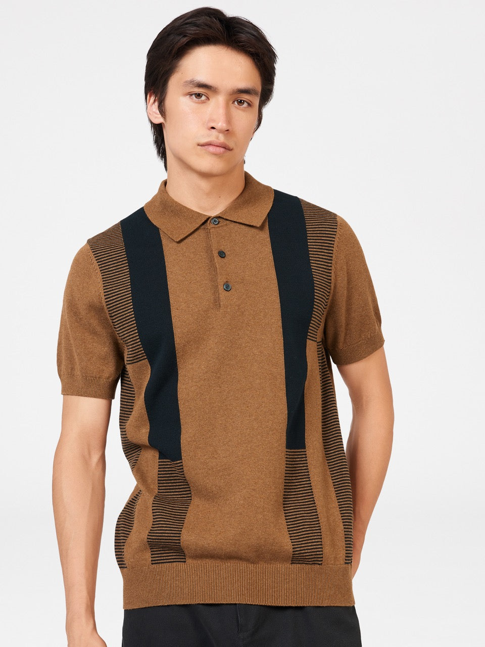 Suéteres De Cuello Polo Ben Sherman Intarsia Stripe Marrom | 7230XSPTJ