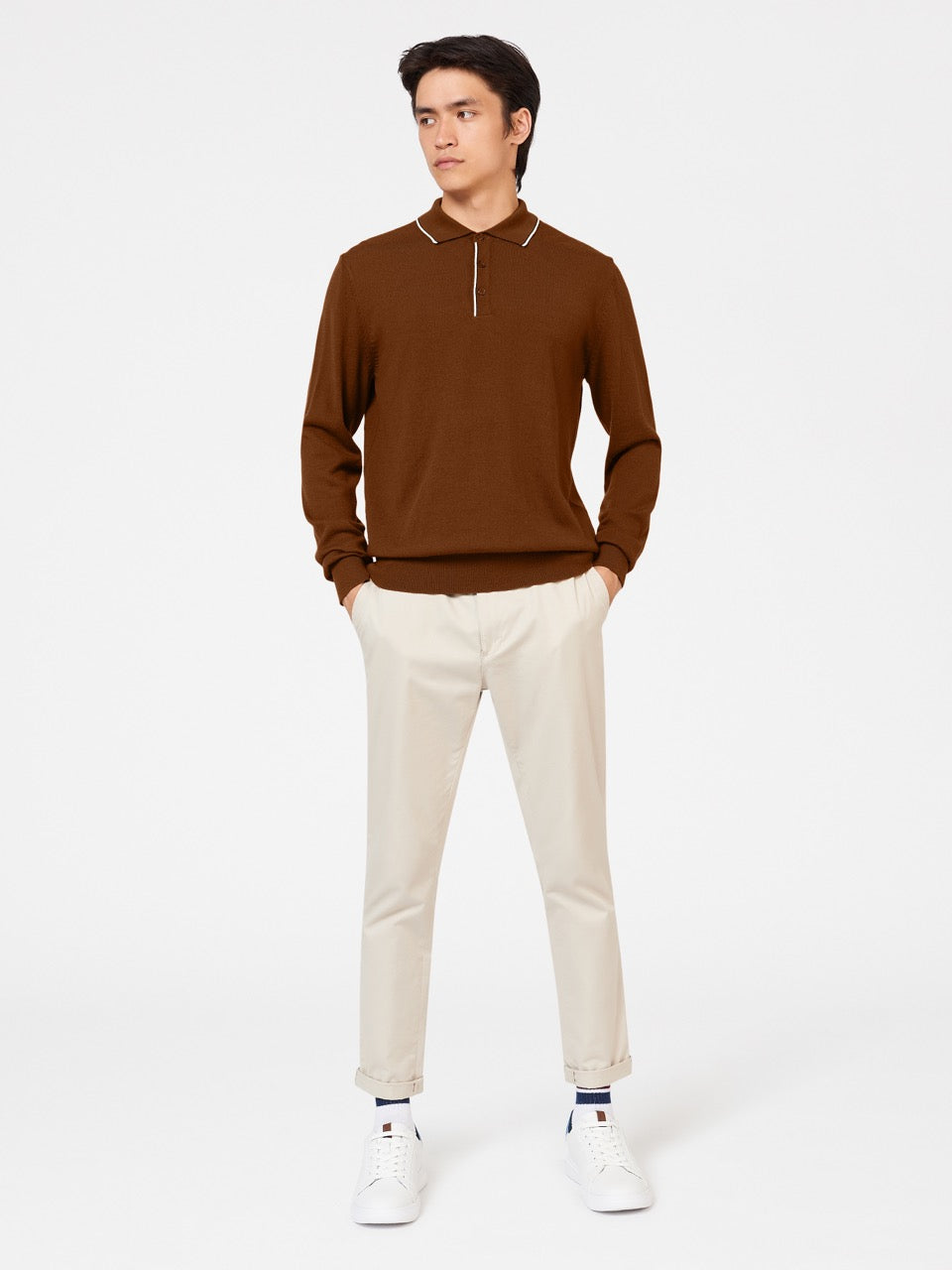 Suéteres De Cuello Polo Ben Sherman Tipped Merino Marrom | 4607GREUD