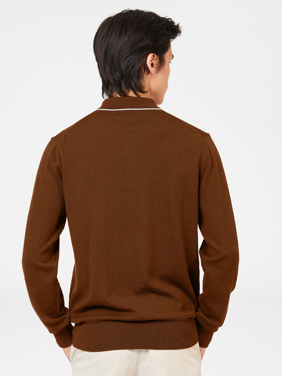 Suéteres De Cuello Polo Ben Sherman Tipped Merino Marrom | 4607GREUD