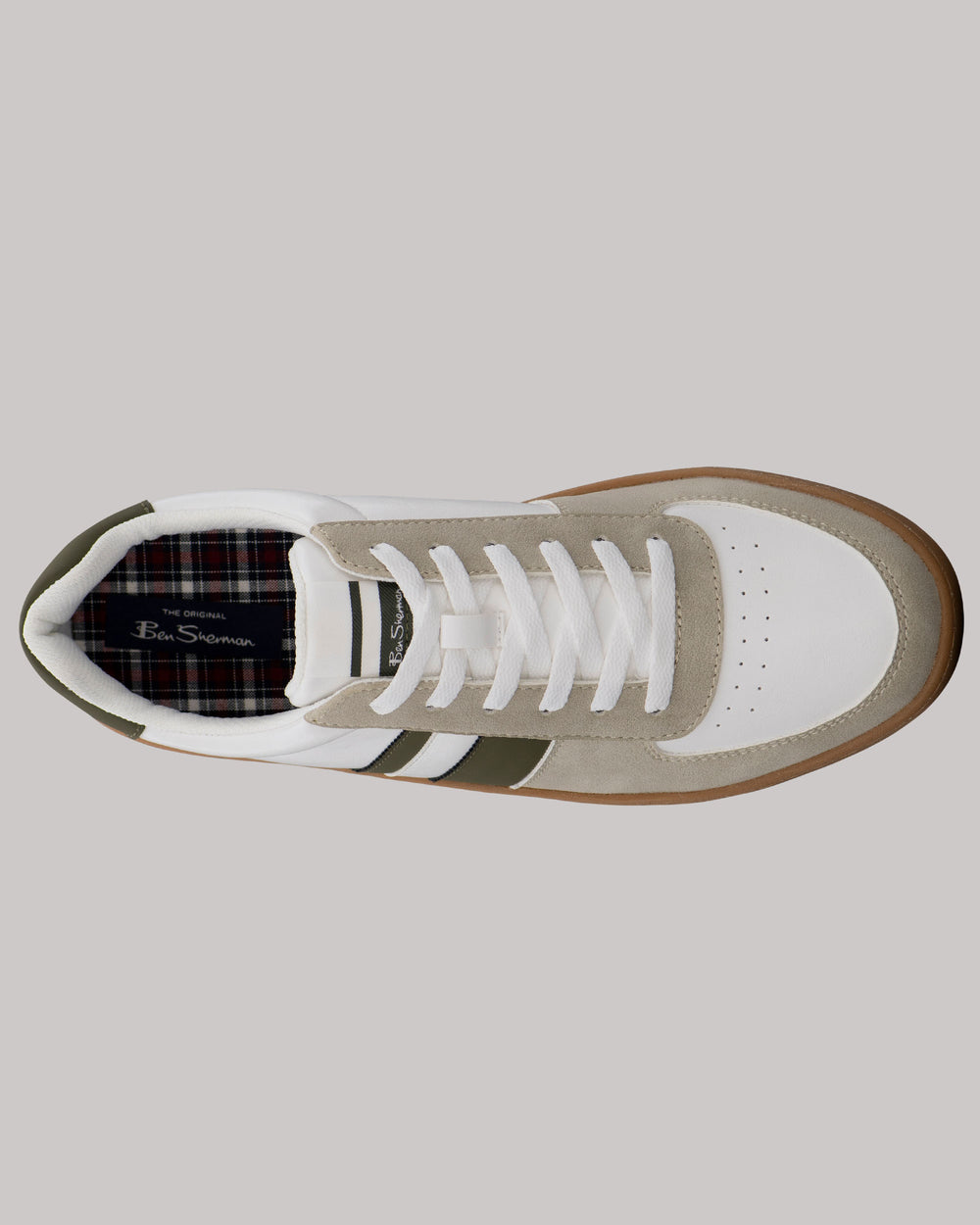 Tenis Ben Sherman Hyde Olive Stripe Blancos | 7310EQVCP